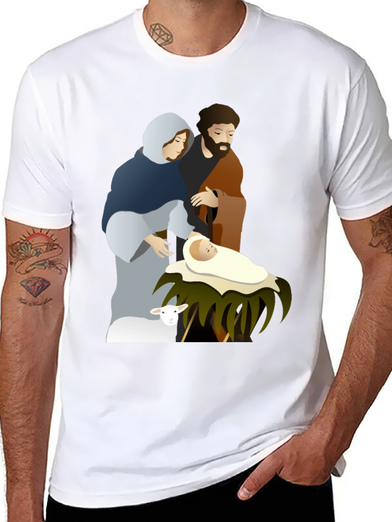 Camiseta Gráfica Navidad Sagrada Familia