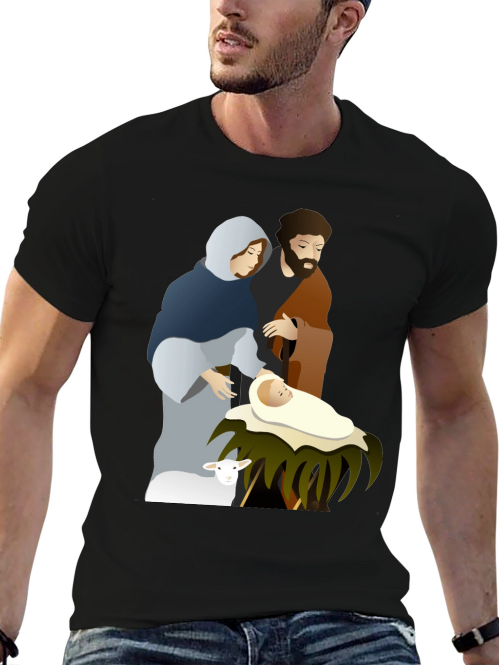 Camiseta Gráfica Navidad Sagrada Familia