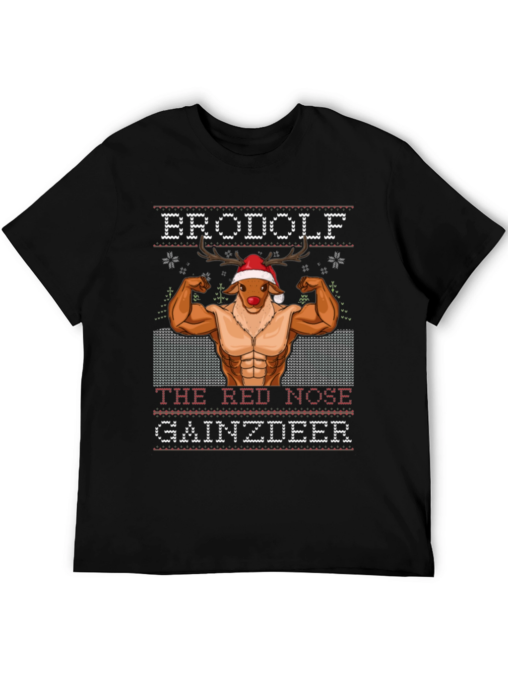 Camiseta Hombre Brodolf Reno Musculoso Navideña
