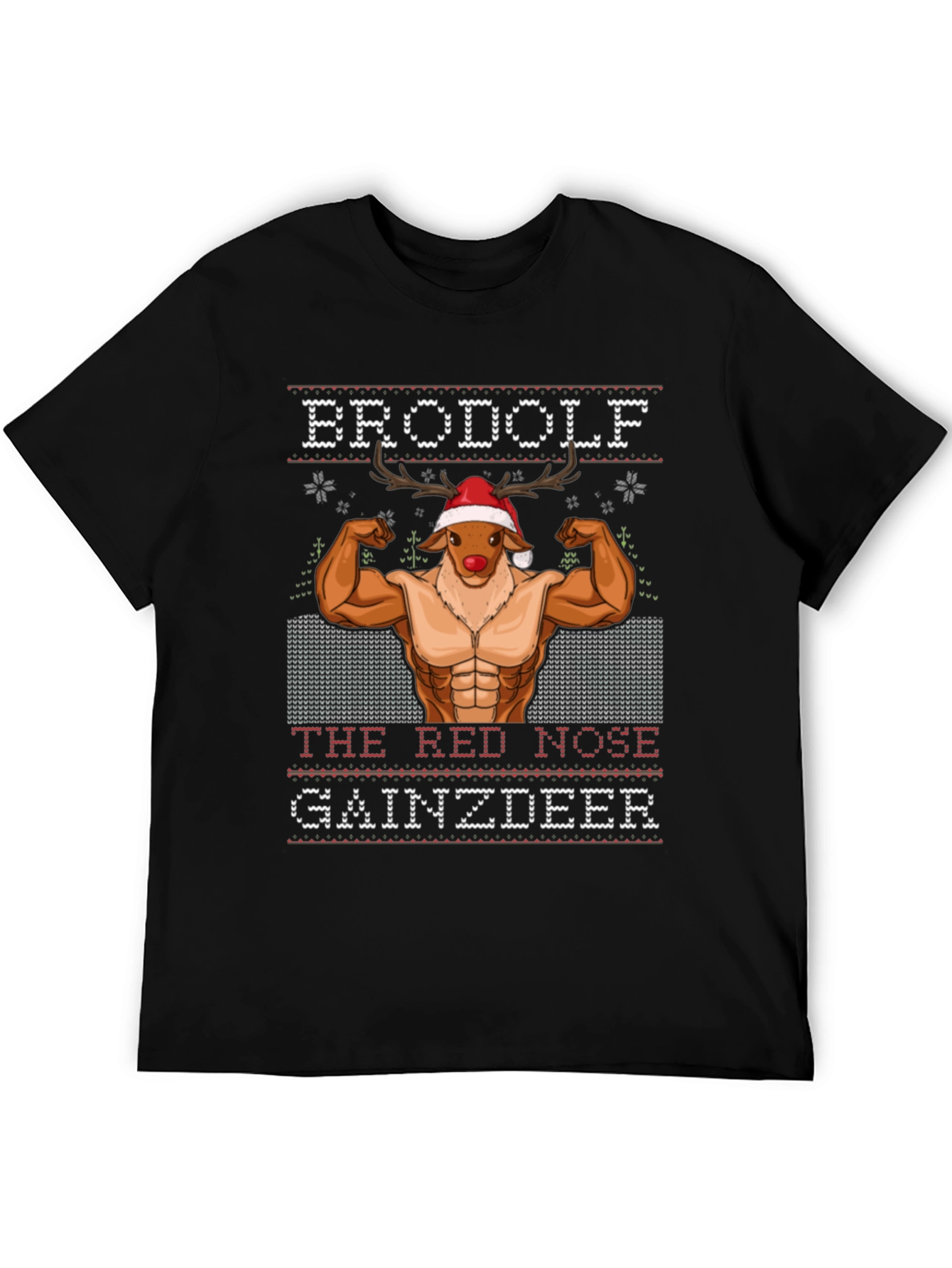 Camiseta Hombre Brodolf Reno Musculoso Navideña