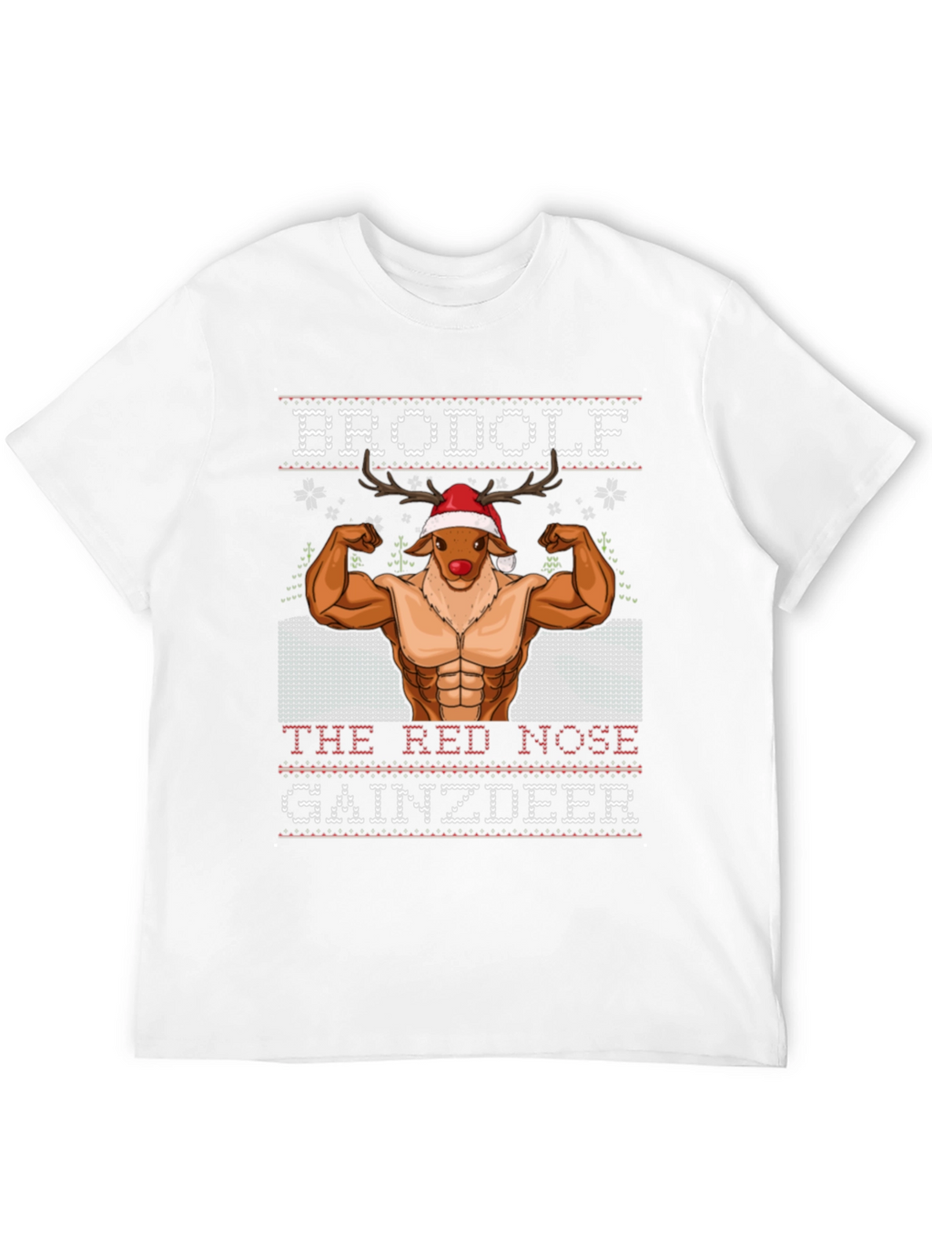 Camiseta Hombre Brodolf Reno Musculoso Navideña