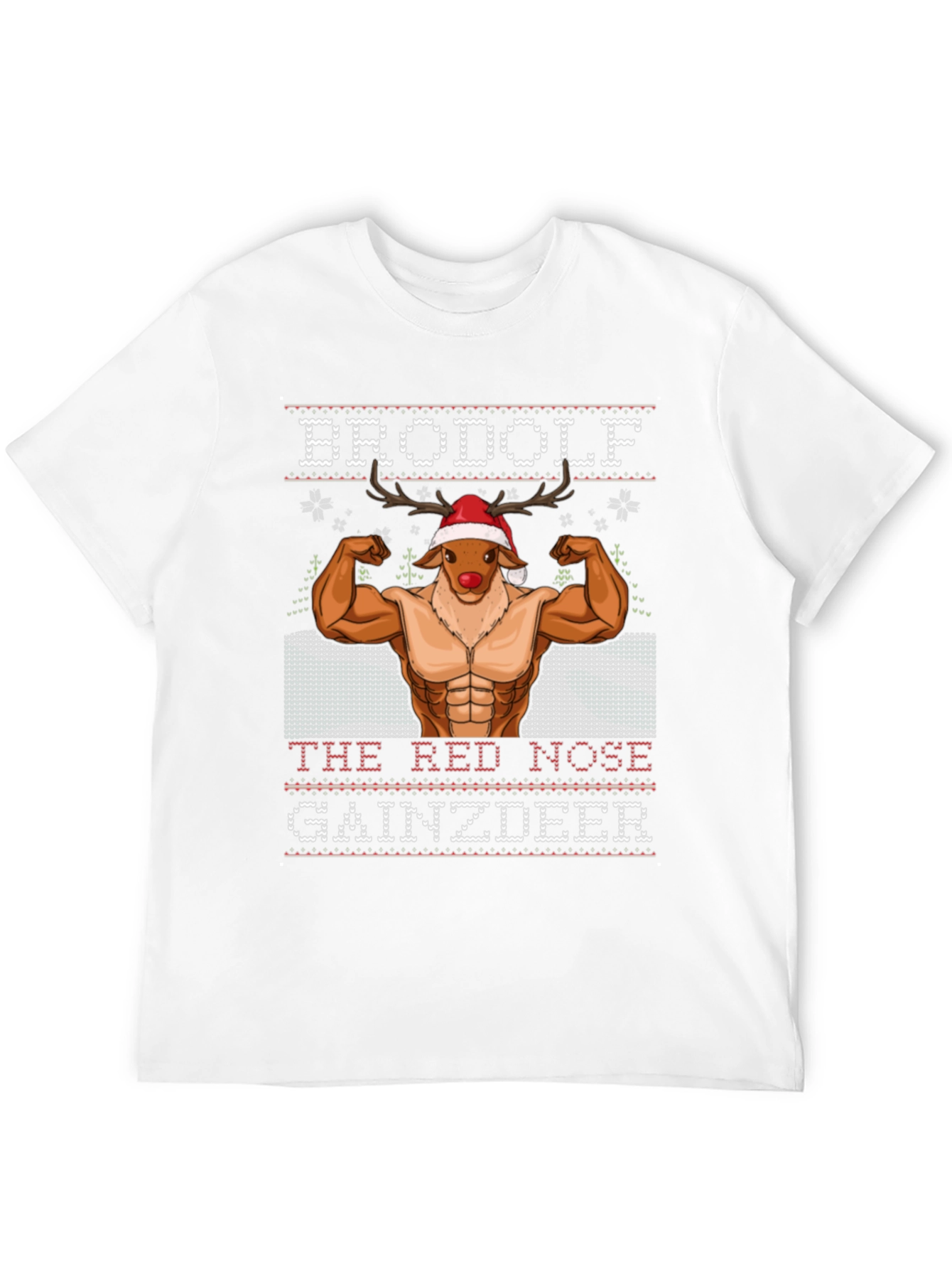 Camiseta Hombre Brodolf Reno Musculoso Navideña