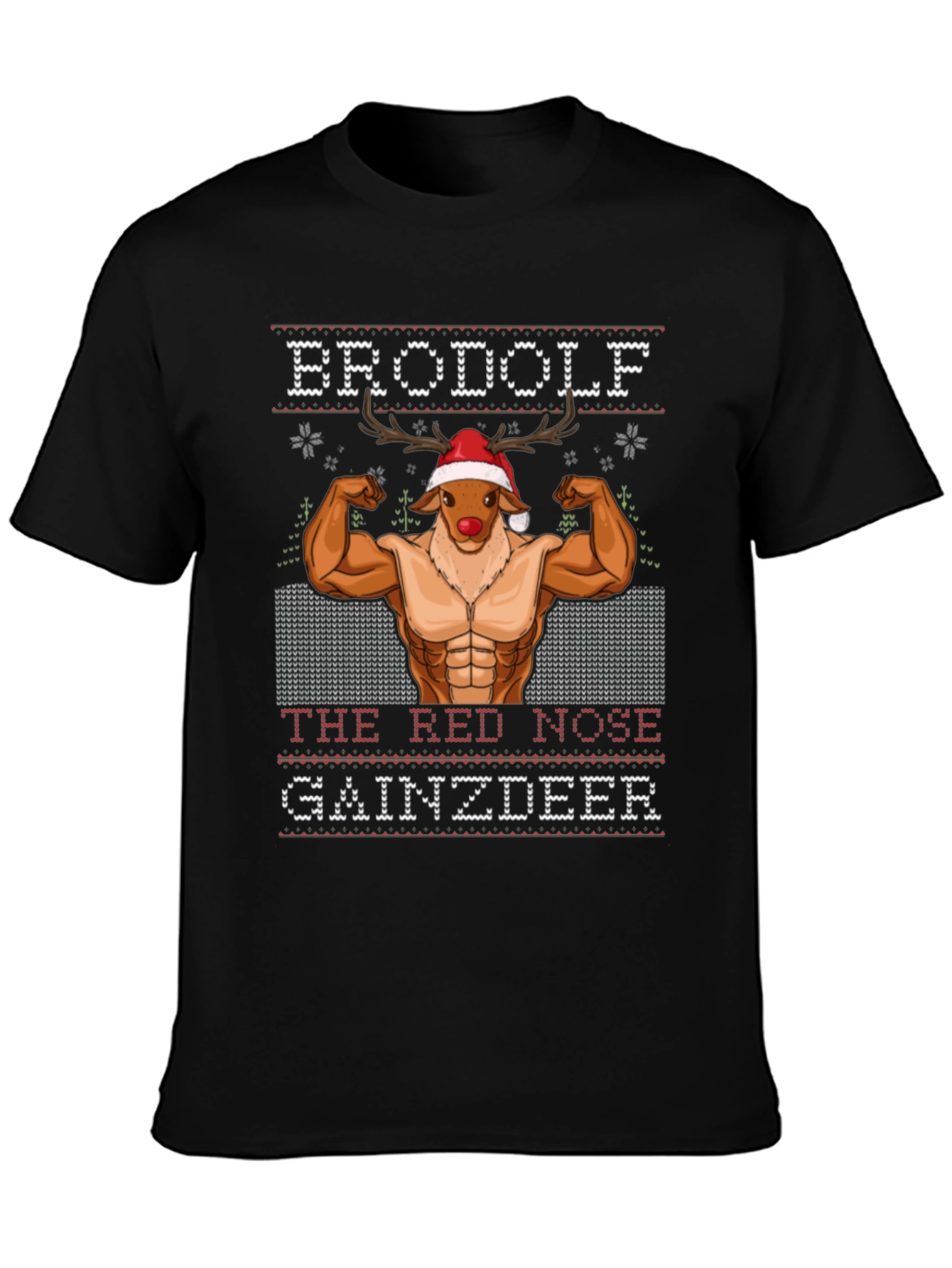 Camiseta Hombre Brodolf Reno Musculoso Navideña