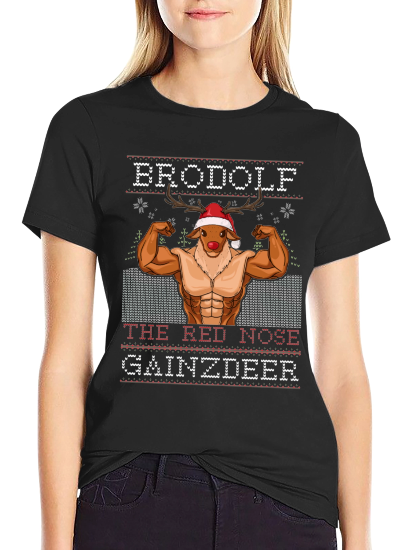 Camiseta Hombre Brodolf Reno Musculoso Navideña