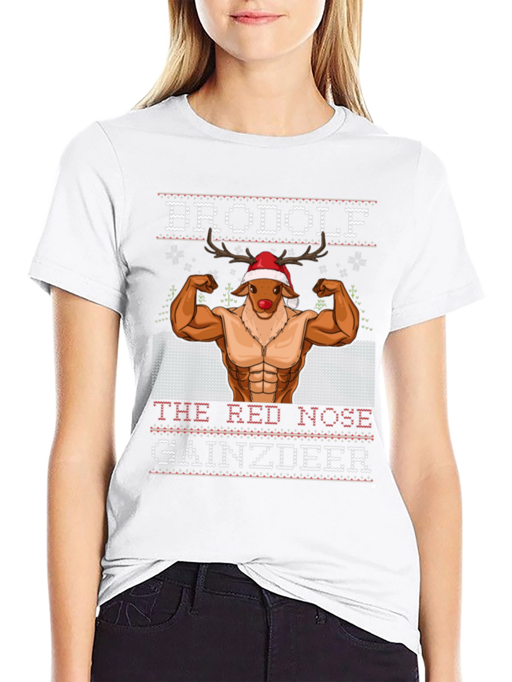 Camiseta Hombre Brodolf Reno Musculoso Navideña