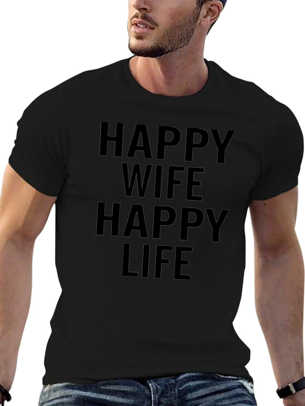 Camiseta Hombre Esposa Feliz Vida Feliz