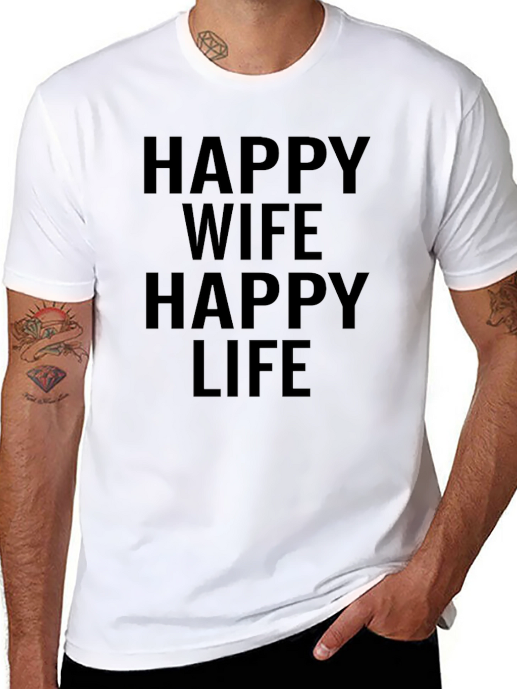 Camiseta Hombre Esposa Feliz Vida Feliz