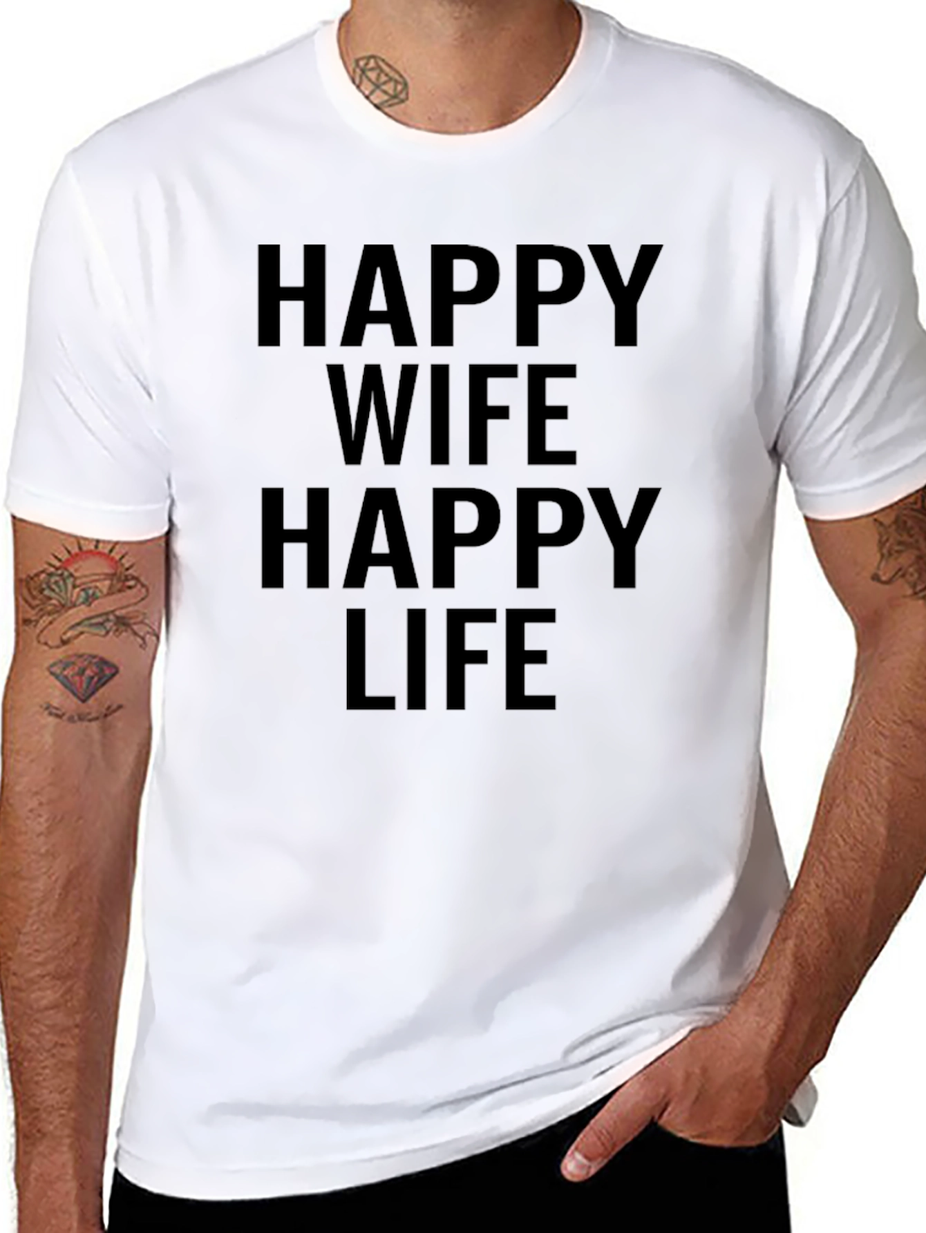 Camiseta Hombre Esposa Feliz Vida Feliz