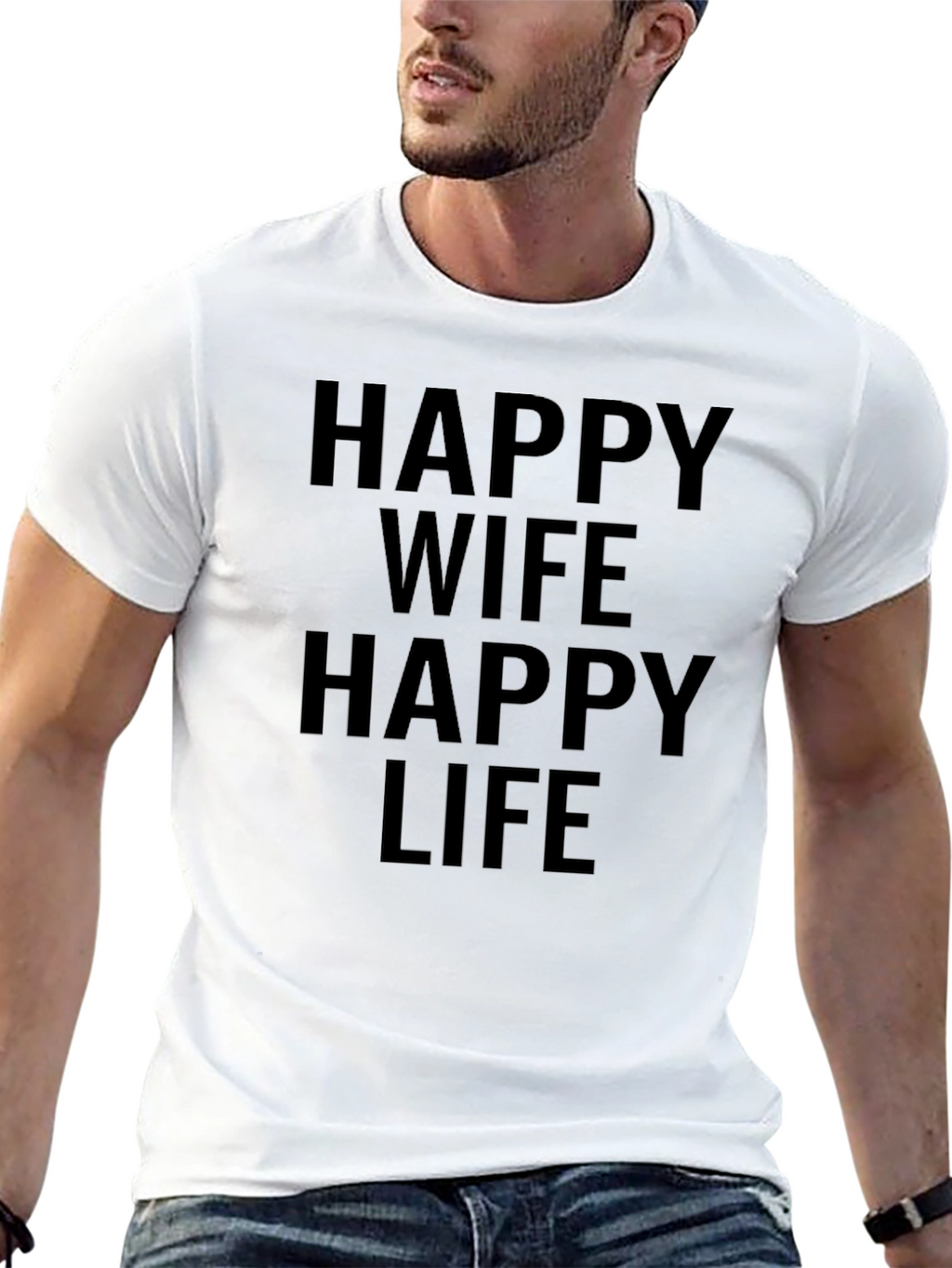 Camiseta Hombre Esposa Feliz Vida Feliz