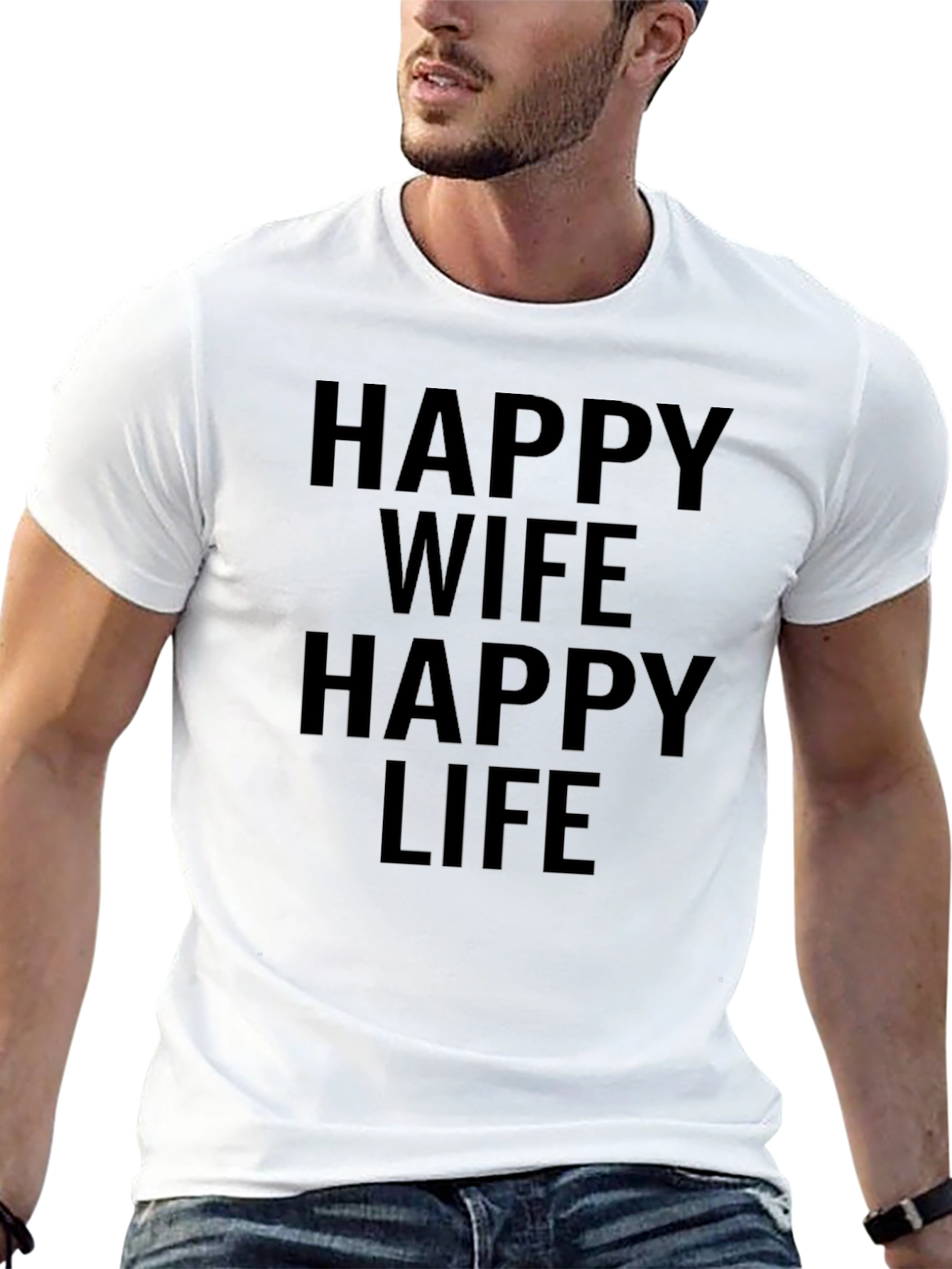 Camiseta Hombre Esposa Feliz Vida Feliz