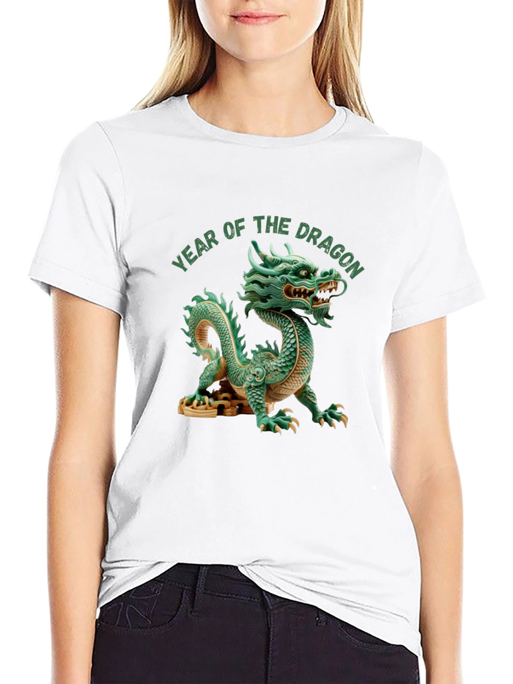 Camiseta Año del Dragón China Verde Hombre