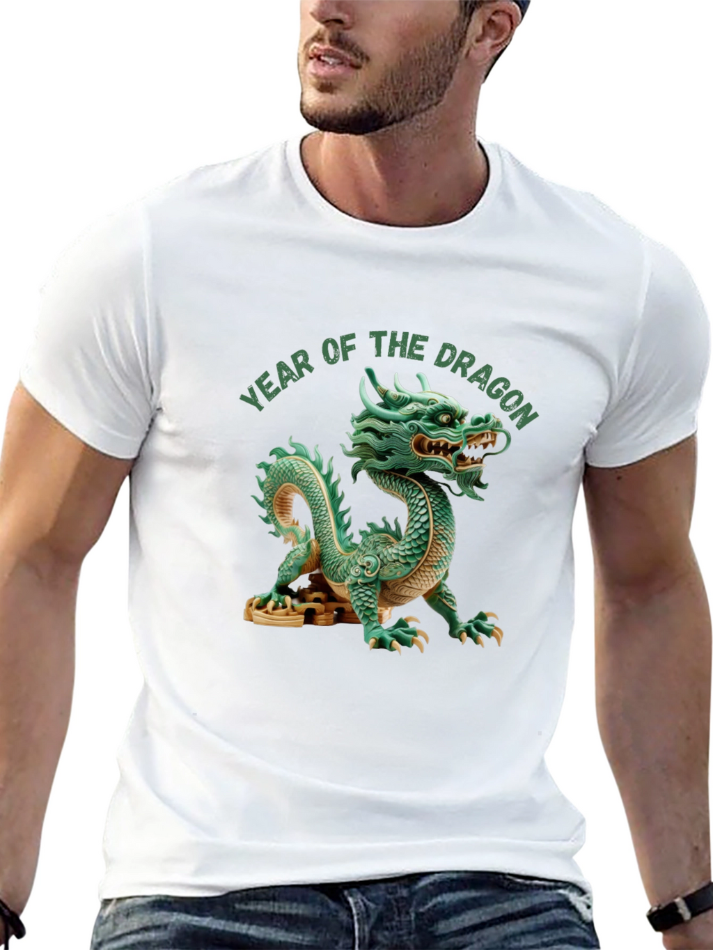 Camiseta Año del Dragón China Verde Hombre