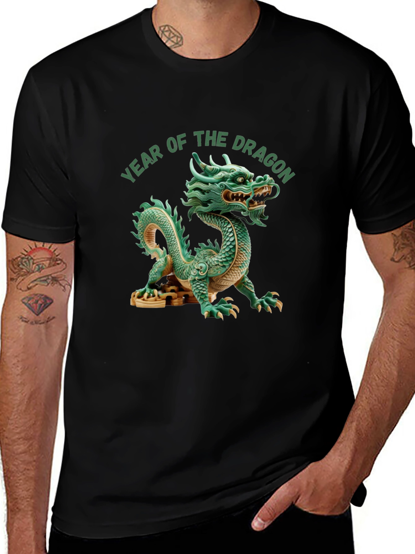 Camiseta Año del Dragón China Verde Hombre