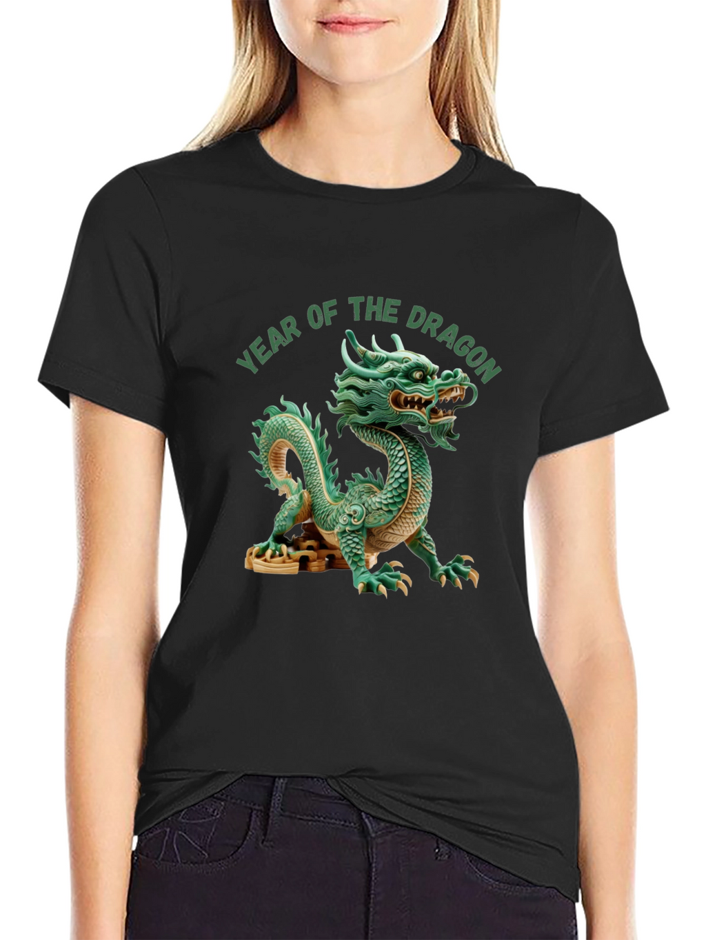 Camiseta Año del Dragón China Verde Hombre