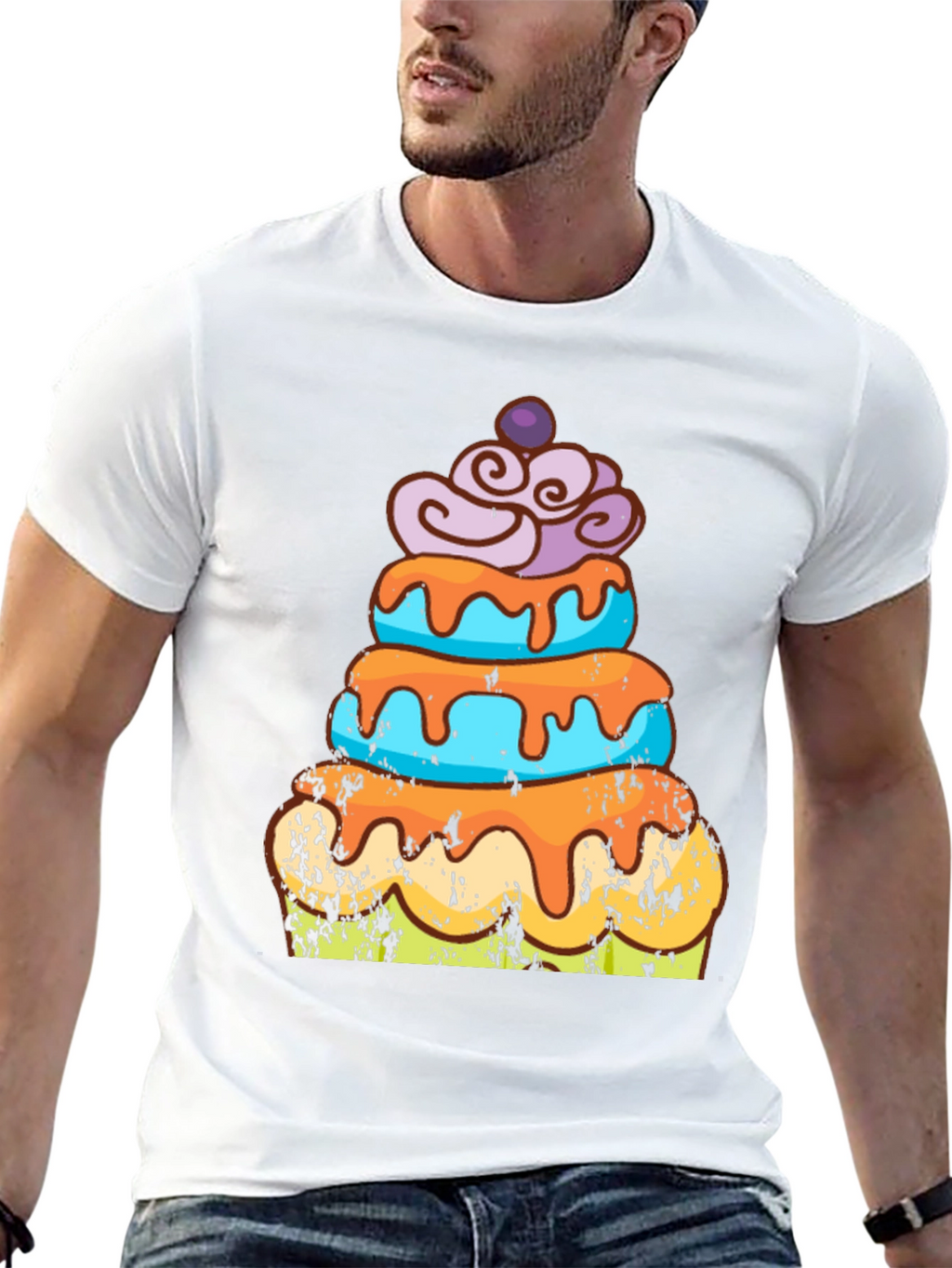 Camiseta Hombre Diseño Pastel Divertido