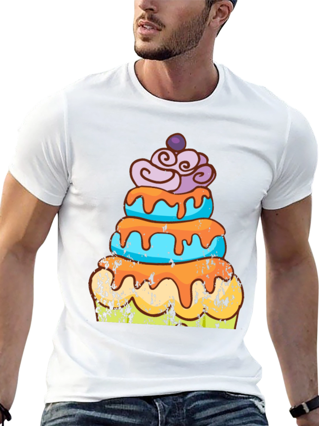 Camiseta Hombre Diseño Pastel Divertido