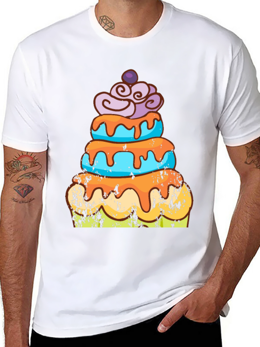 Camiseta Hombre Diseño Pastel Divertido