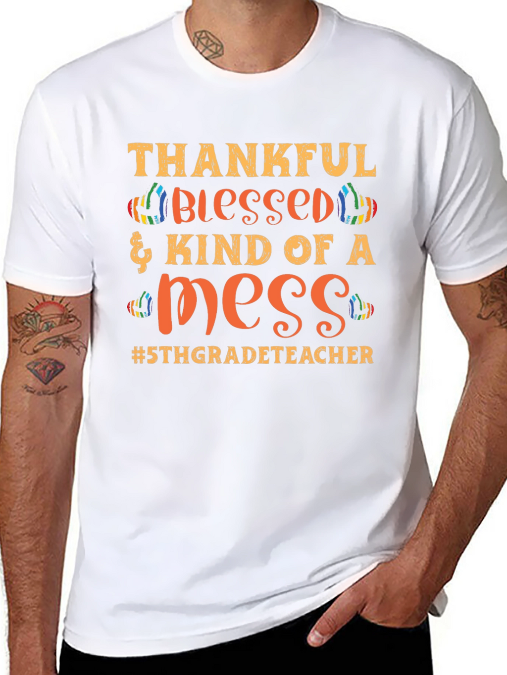 Camiseta Agradecido Bendecido y un Desastre #5toGrado