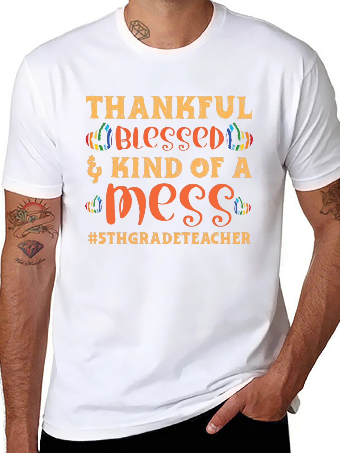 Camiseta Agradecido Bendecido y un Desastre #5toGrado