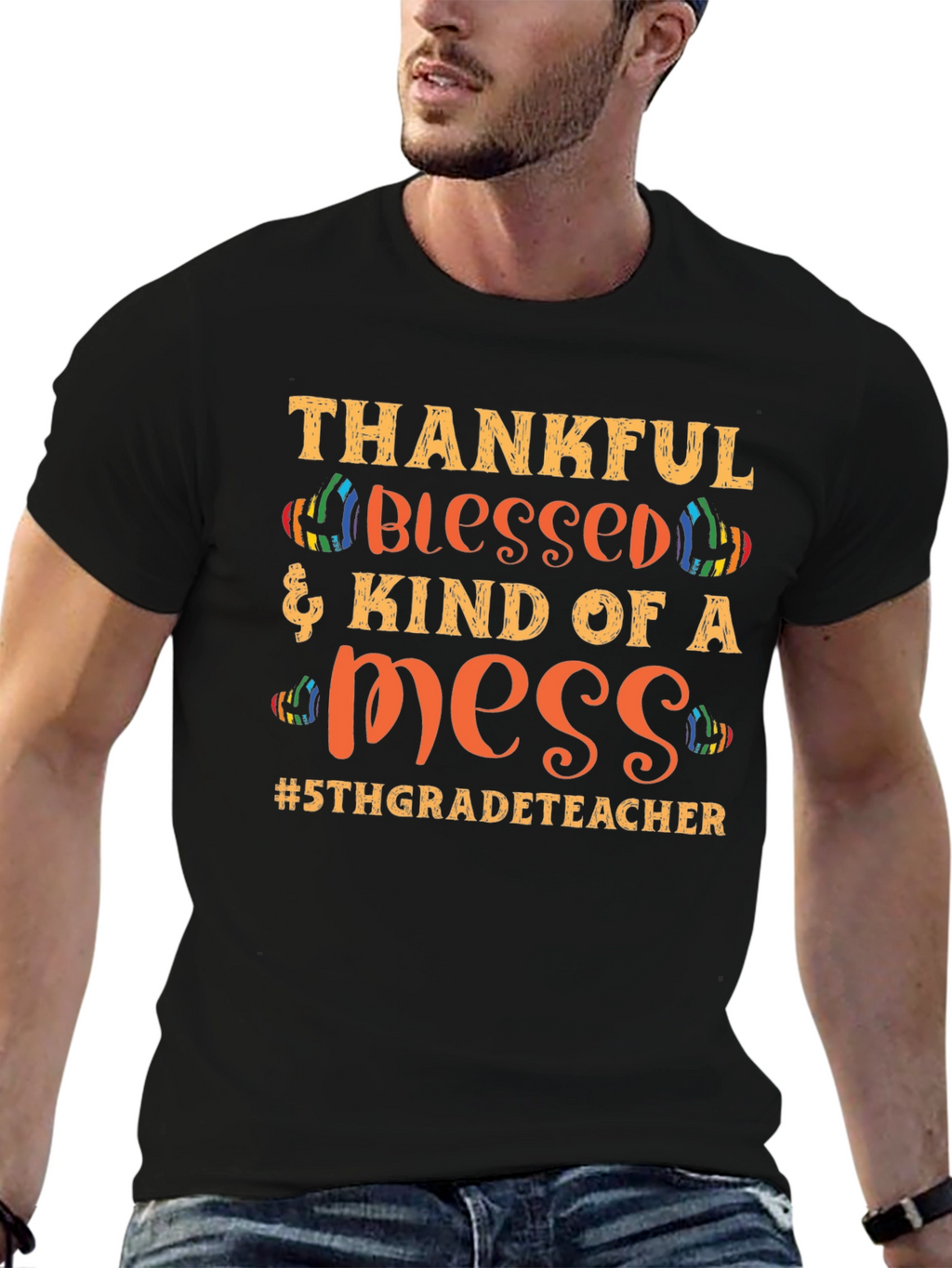 Camiseta Agradecido Bendecido y un Desastre #5toGrado