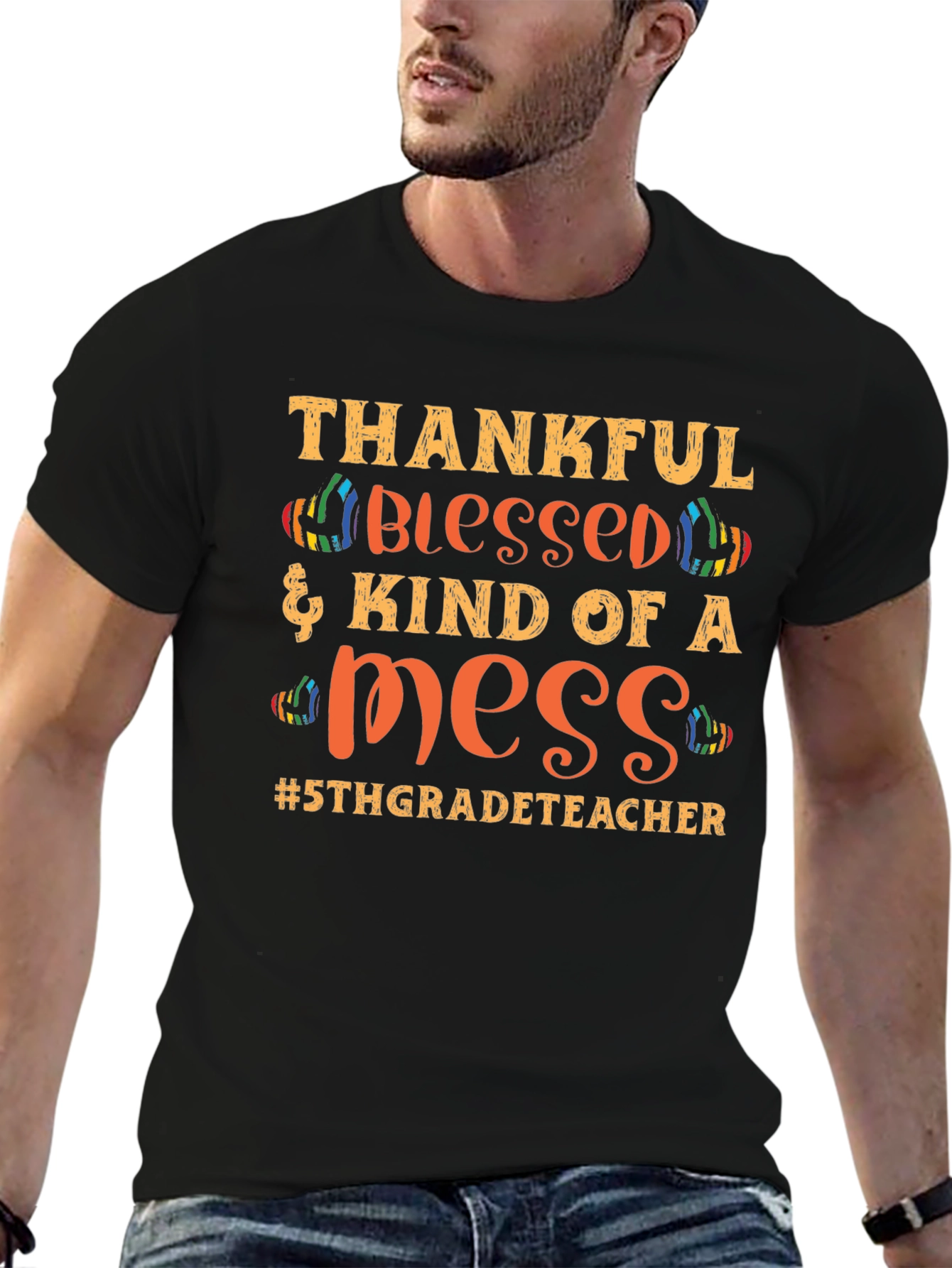 Camiseta Agradecido Bendecido y un Desastre #5toGrado