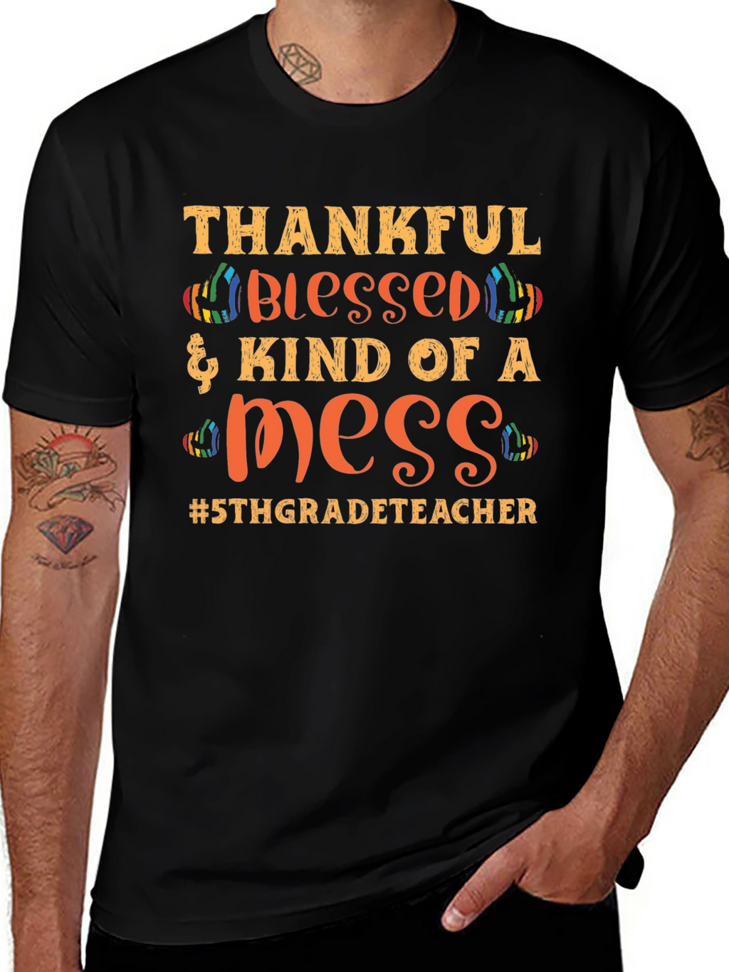 Camiseta Agradecido Bendecido y un Desastre #5toGrado
