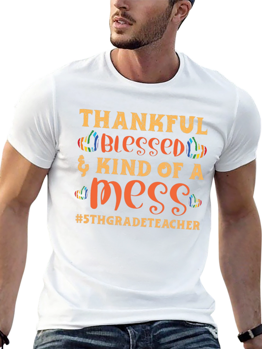 Camiseta Agradecido Bendecido y un Desastre #5toGrado