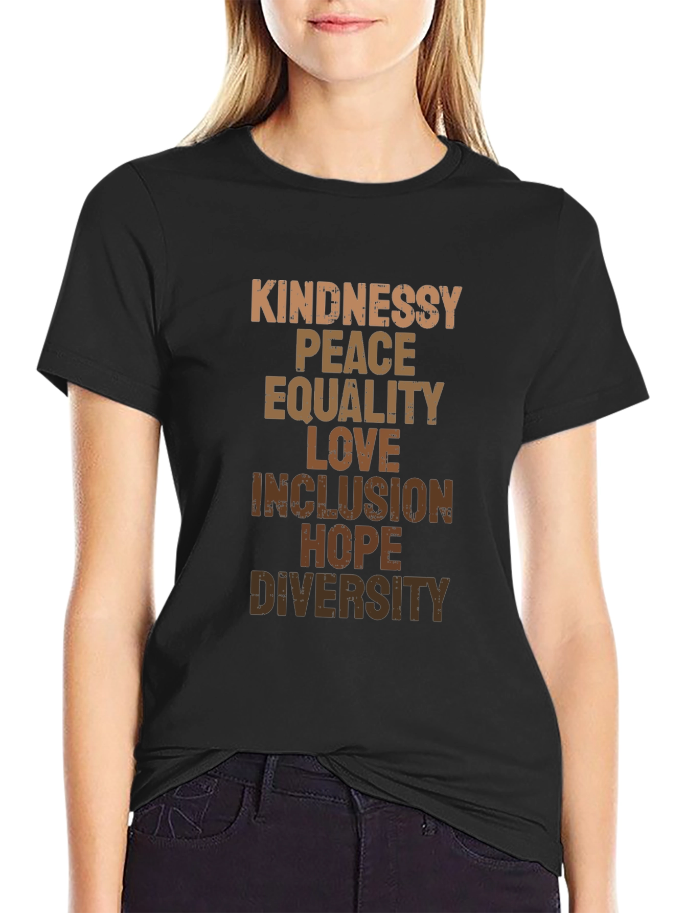 Camiseta Hombre: Bondad Paz Igualdad Amor