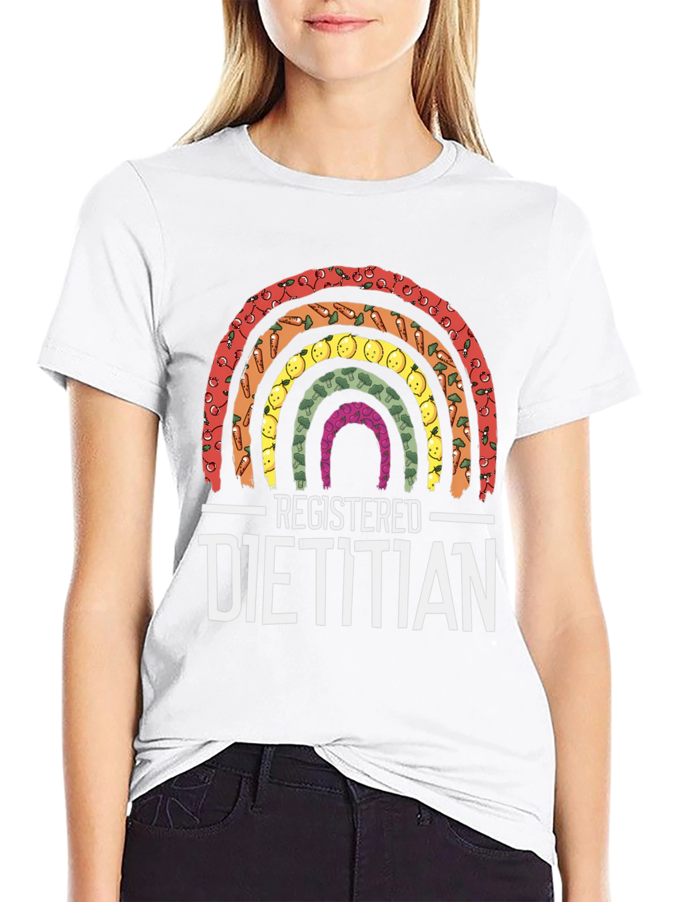 Camiseta Dietista Registrada Arcoíris de Alimentos