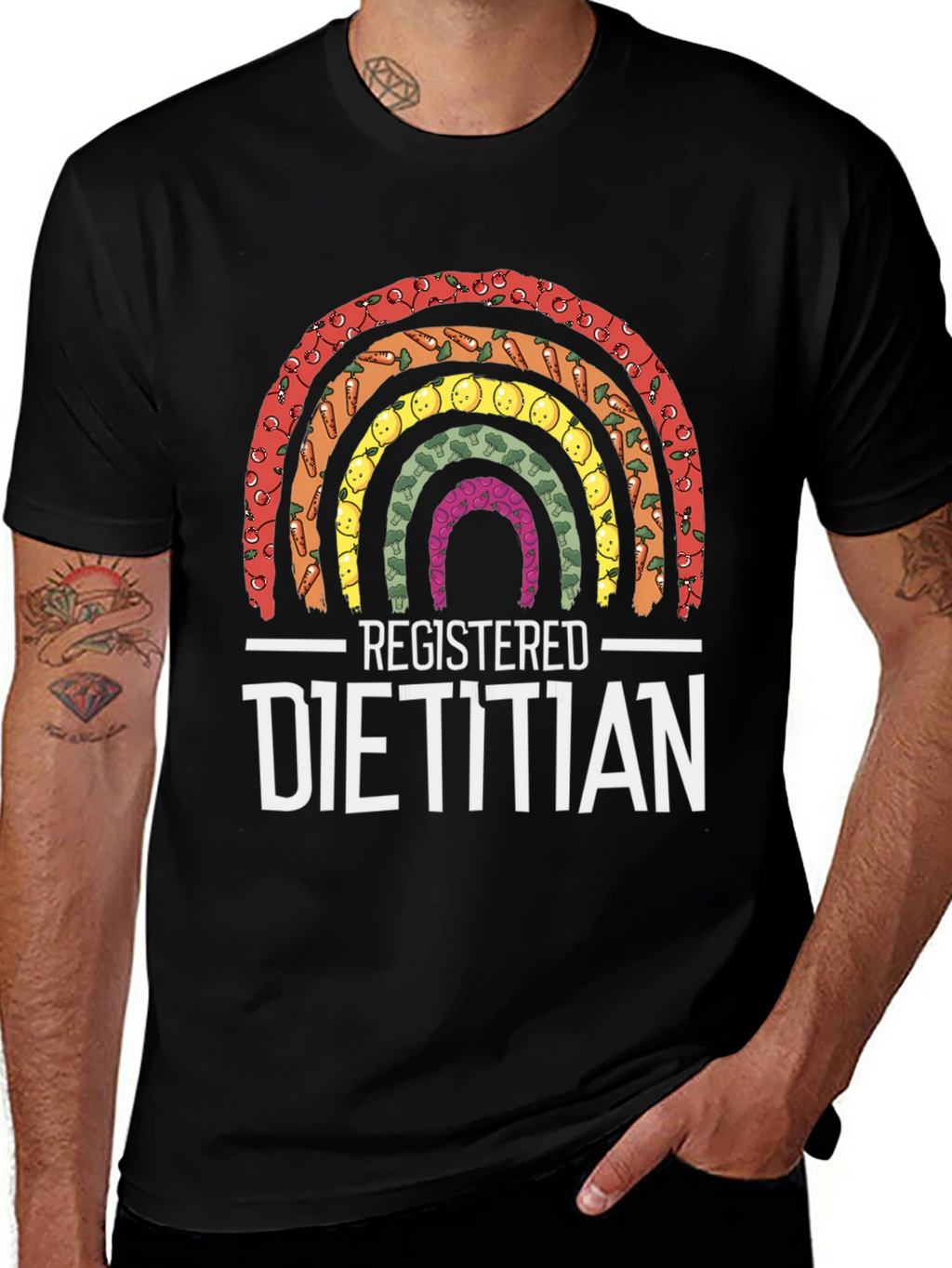 Camiseta Dietista Registrada Arcoíris de Alimentos