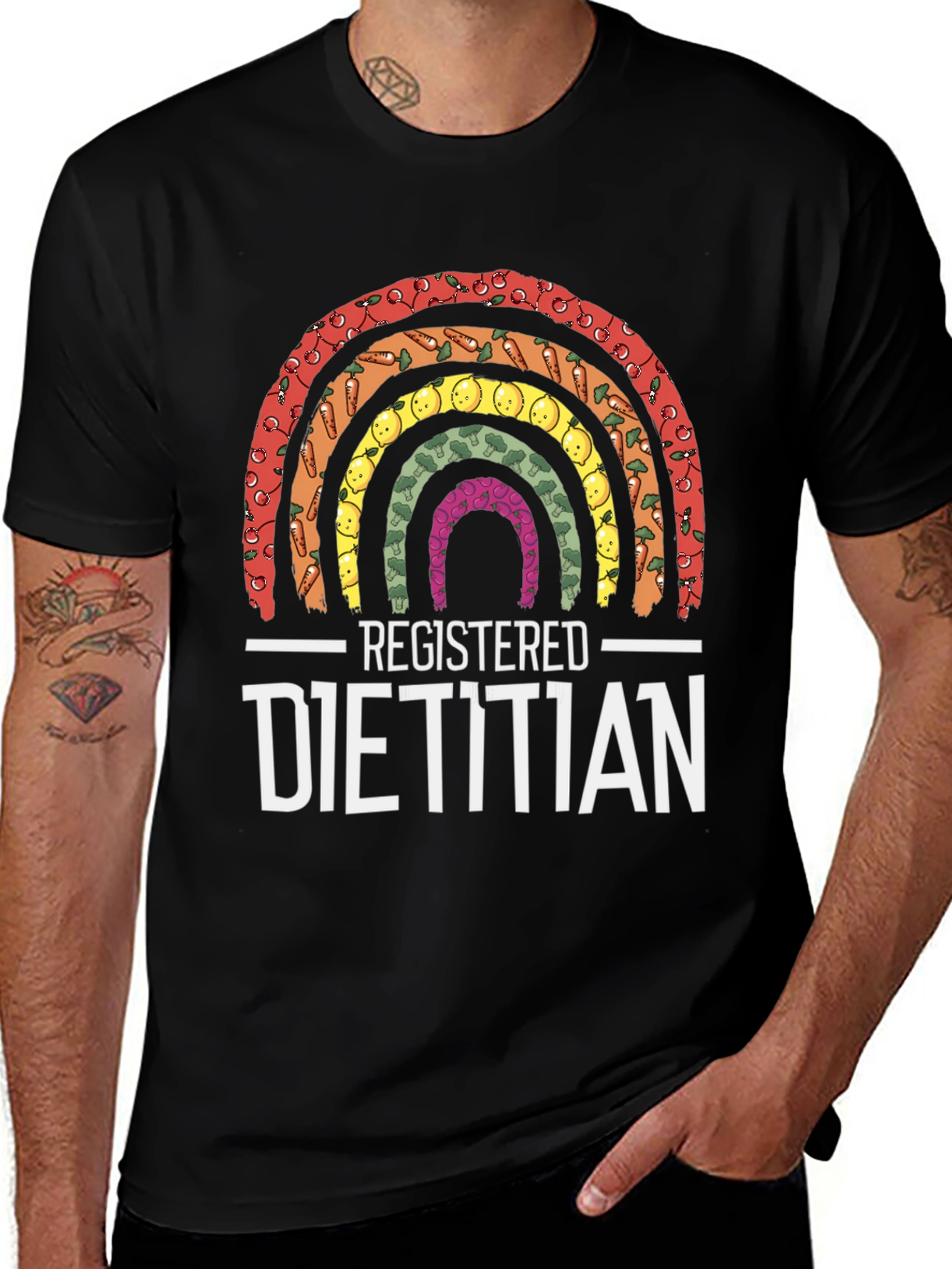Camiseta Dietista Registrada Arcoíris de Alimentos