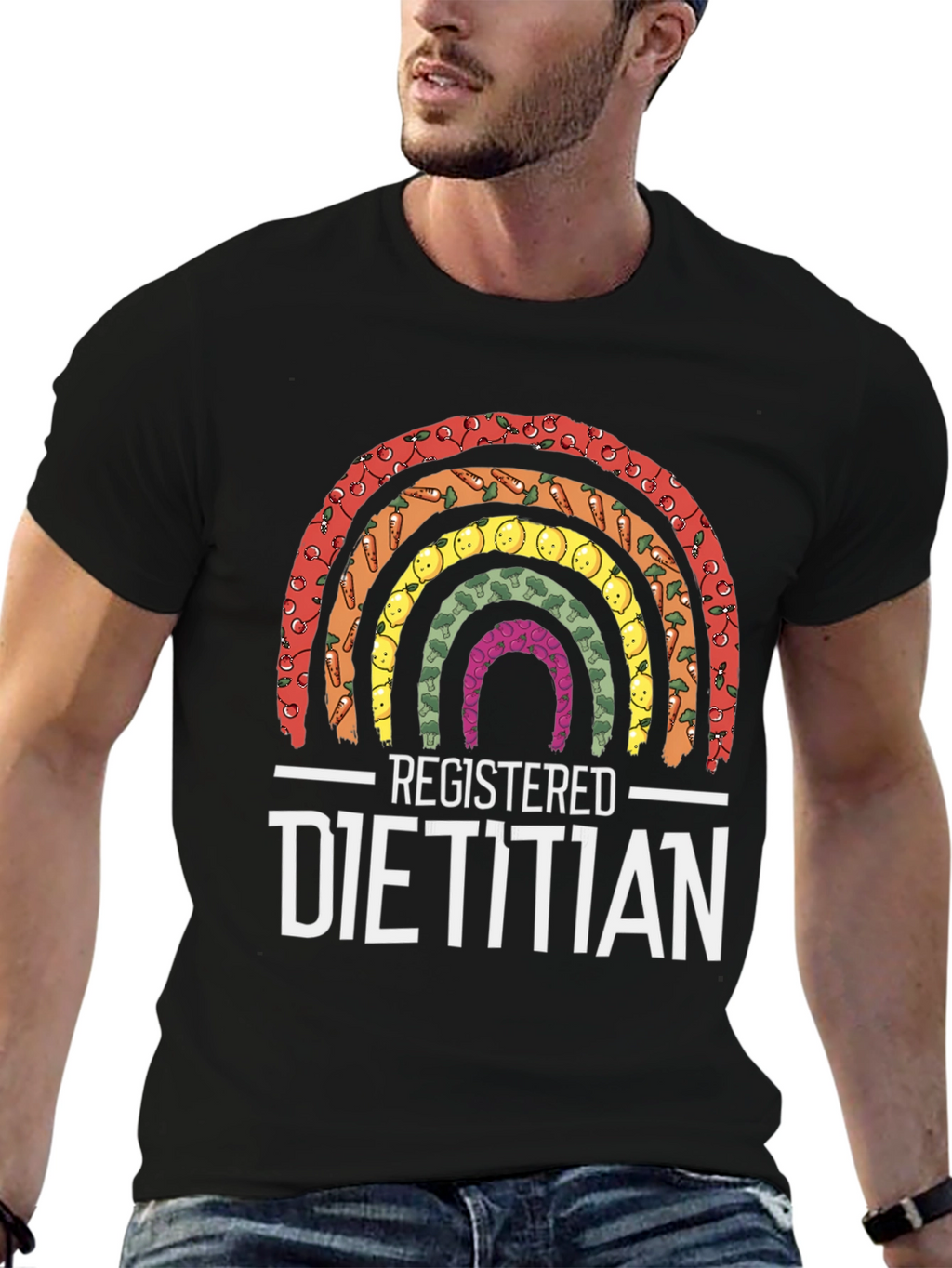 Camiseta Dietista Registrada Arcoíris de Alimentos