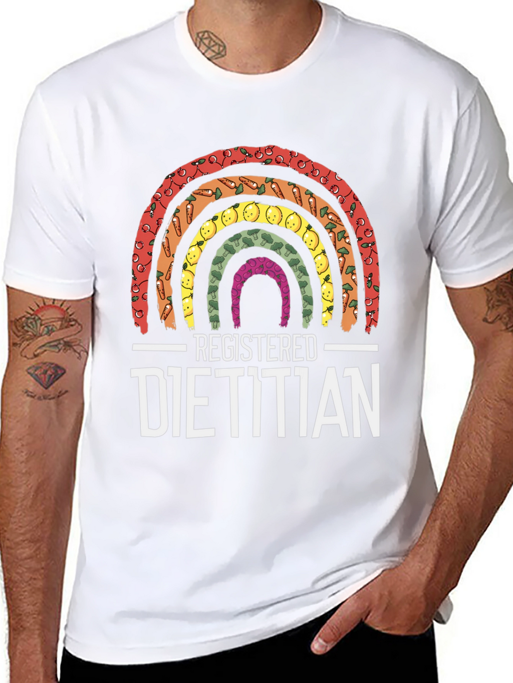 Camiseta Dietista Registrada Arcoíris de Alimentos