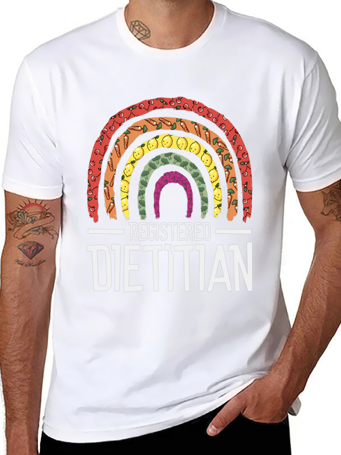 Camiseta Dietista Registrada Arcoíris de Alimentos