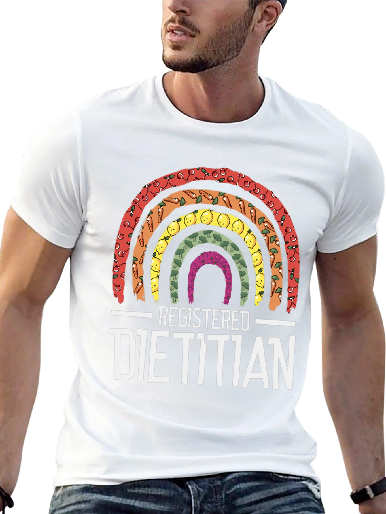 Camiseta Dietista Registrada Arcoíris de Alimentos