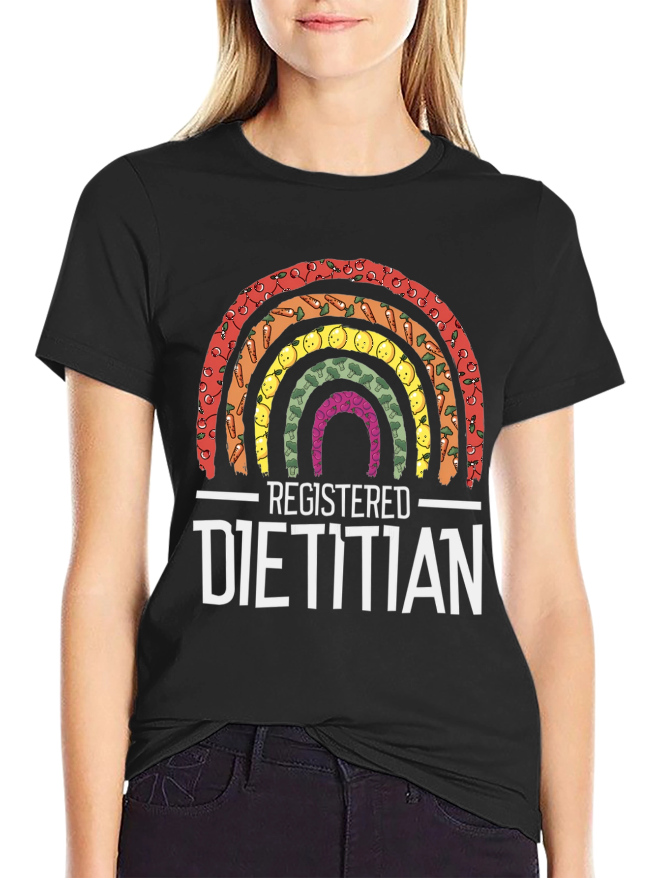 Camiseta Dietista Registrada Arcoíris de Alimentos