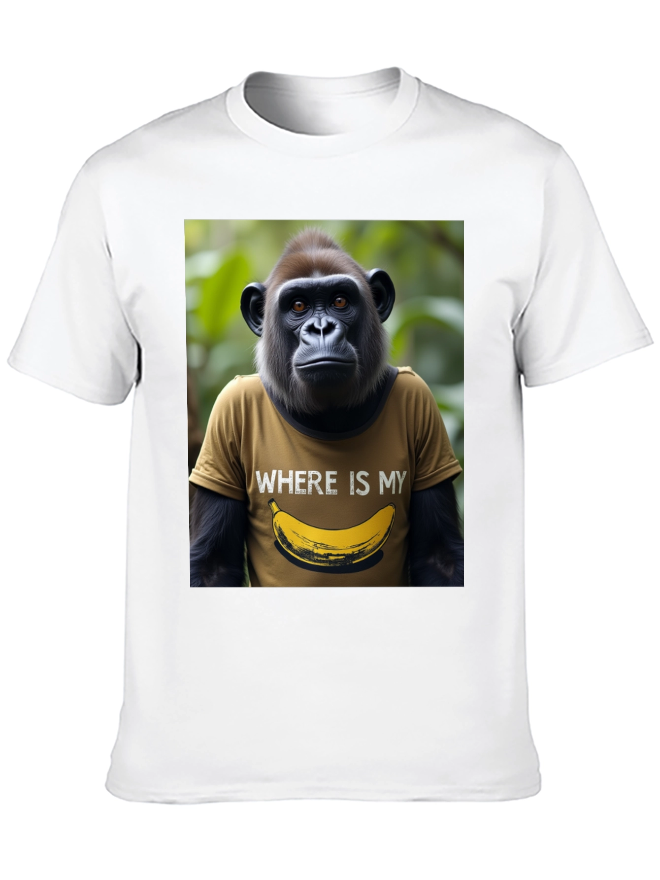 Camiseta Hombre Gorila Banana Divertida Algodón