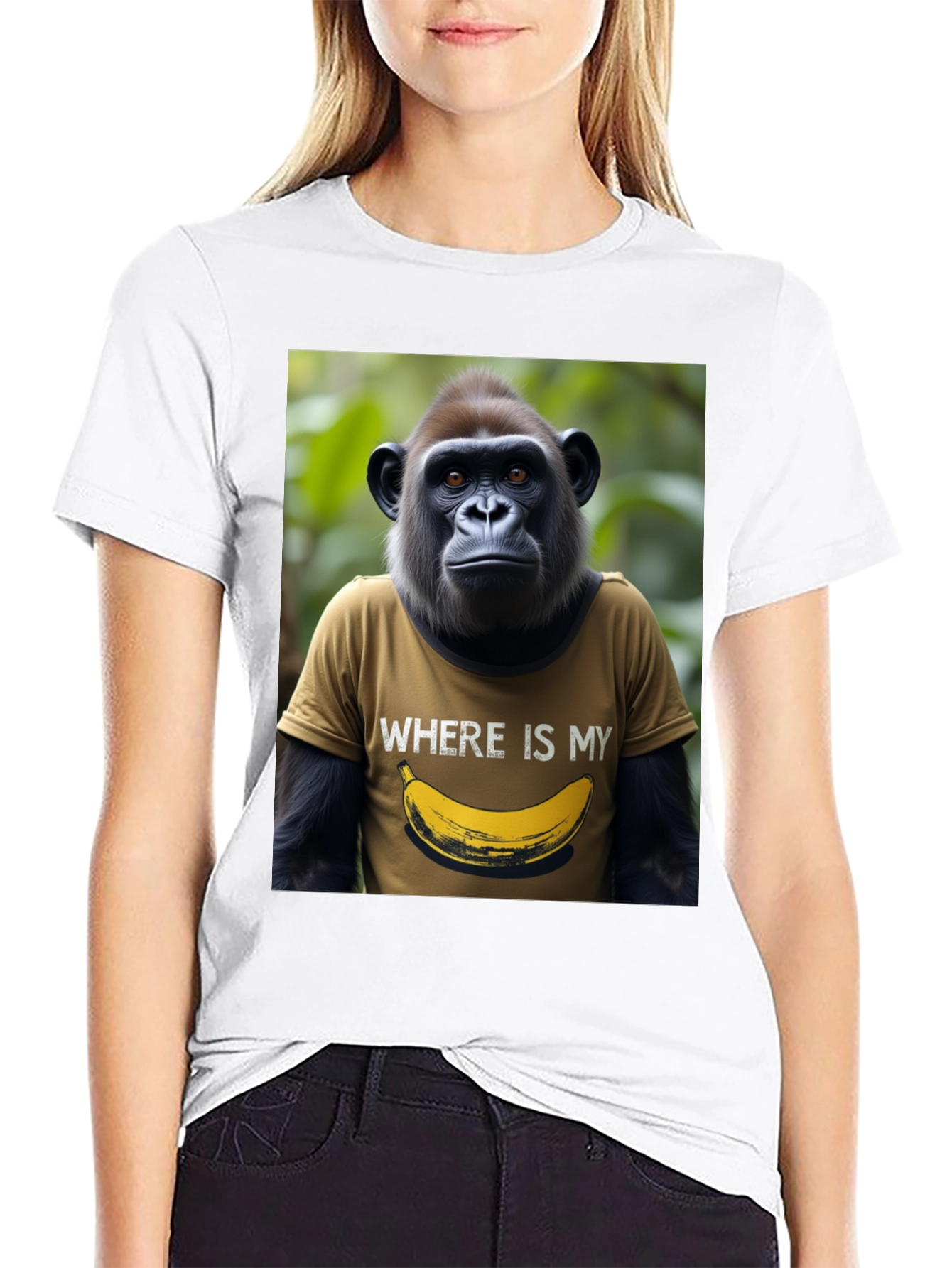 Camiseta Hombre Gorila Banana Divertida Algodón