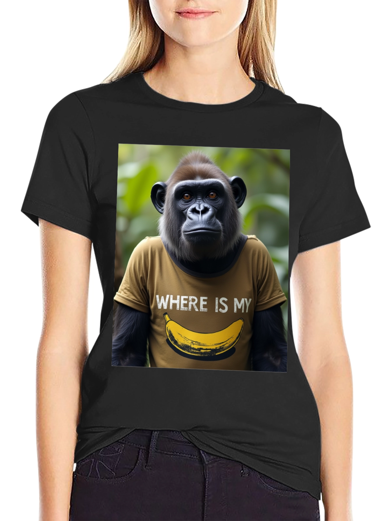 Camiseta Hombre Gorila Banana Divertida Algodón