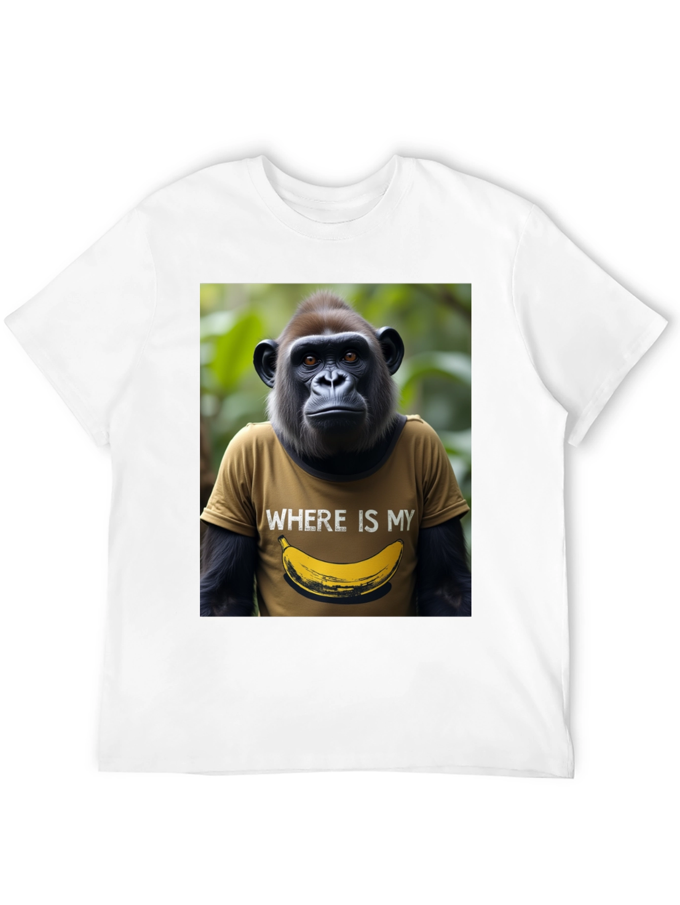 Camiseta Hombre Gorila Banana Divertida Algodón