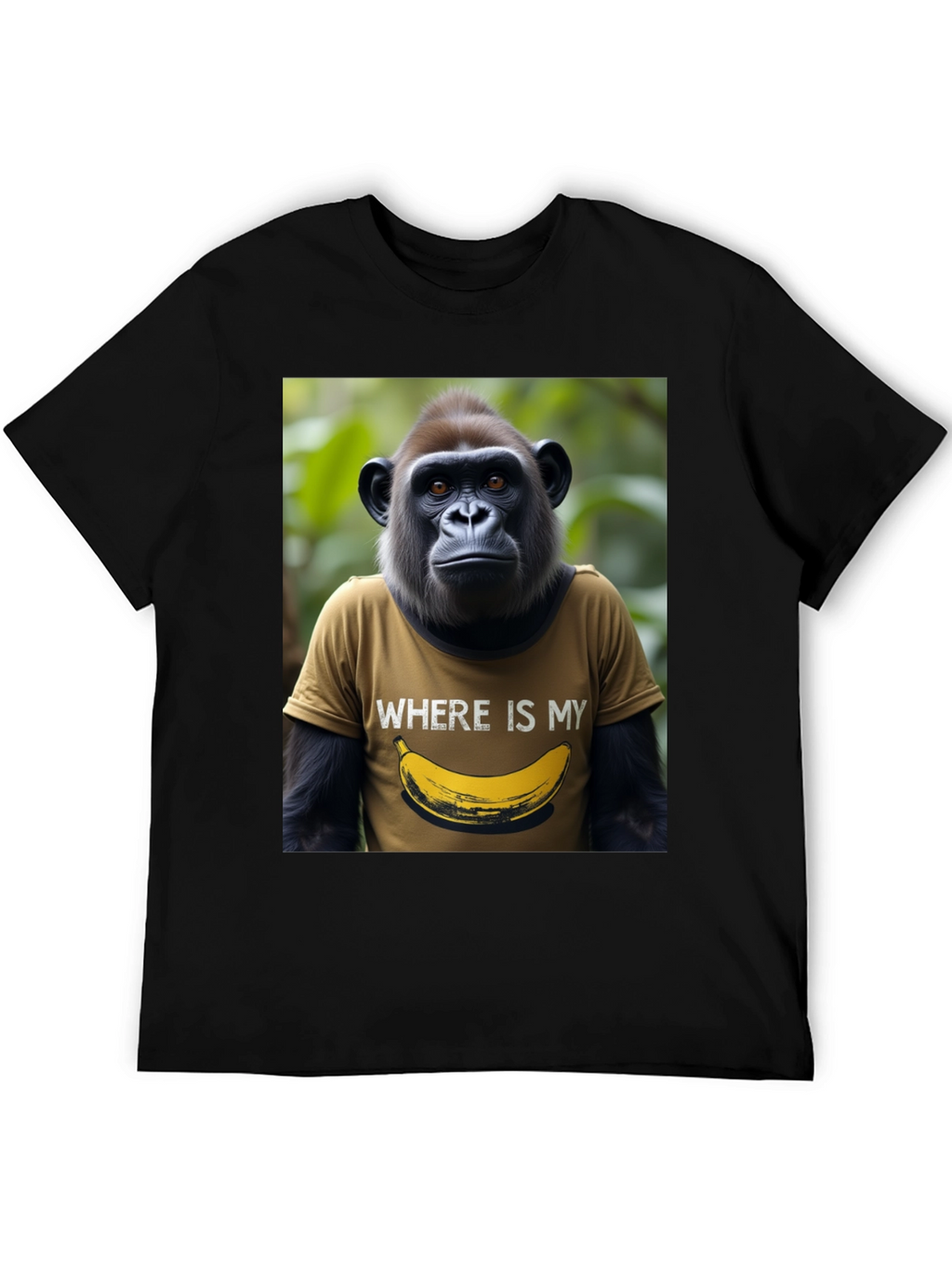 Camiseta Hombre Gorila Banana Divertida Algodón