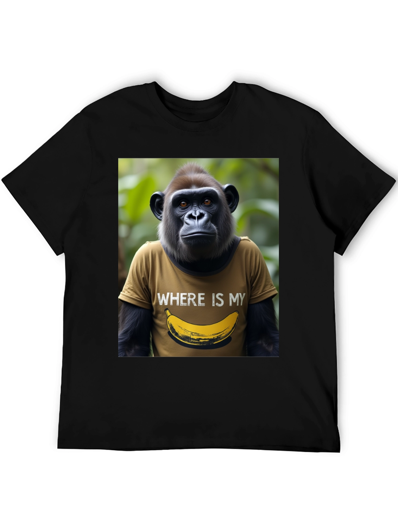Camiseta Hombre Gorila Banana Divertida Algodón