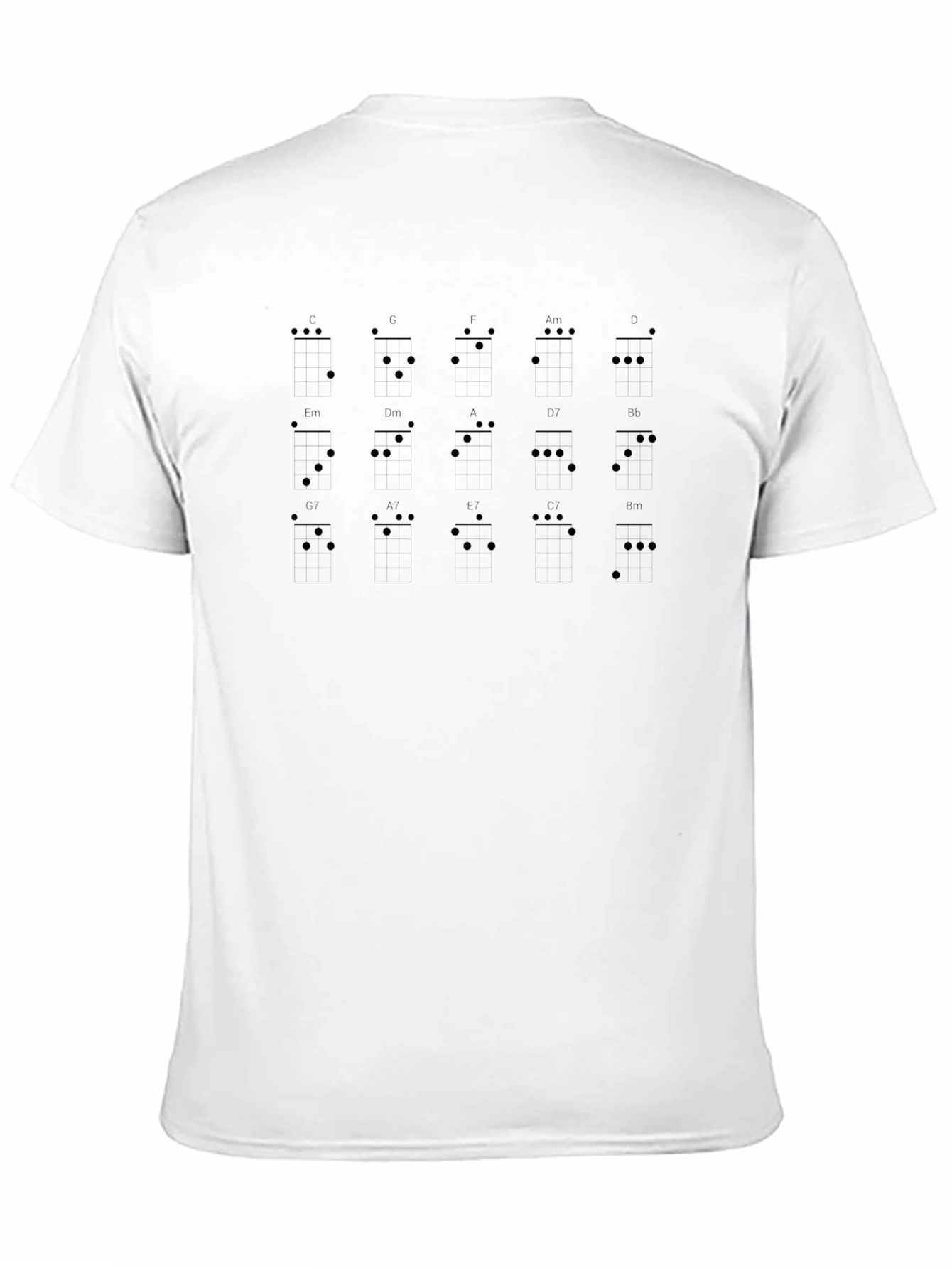 Camiseta Hombre Negra con Acordes de Guitarra