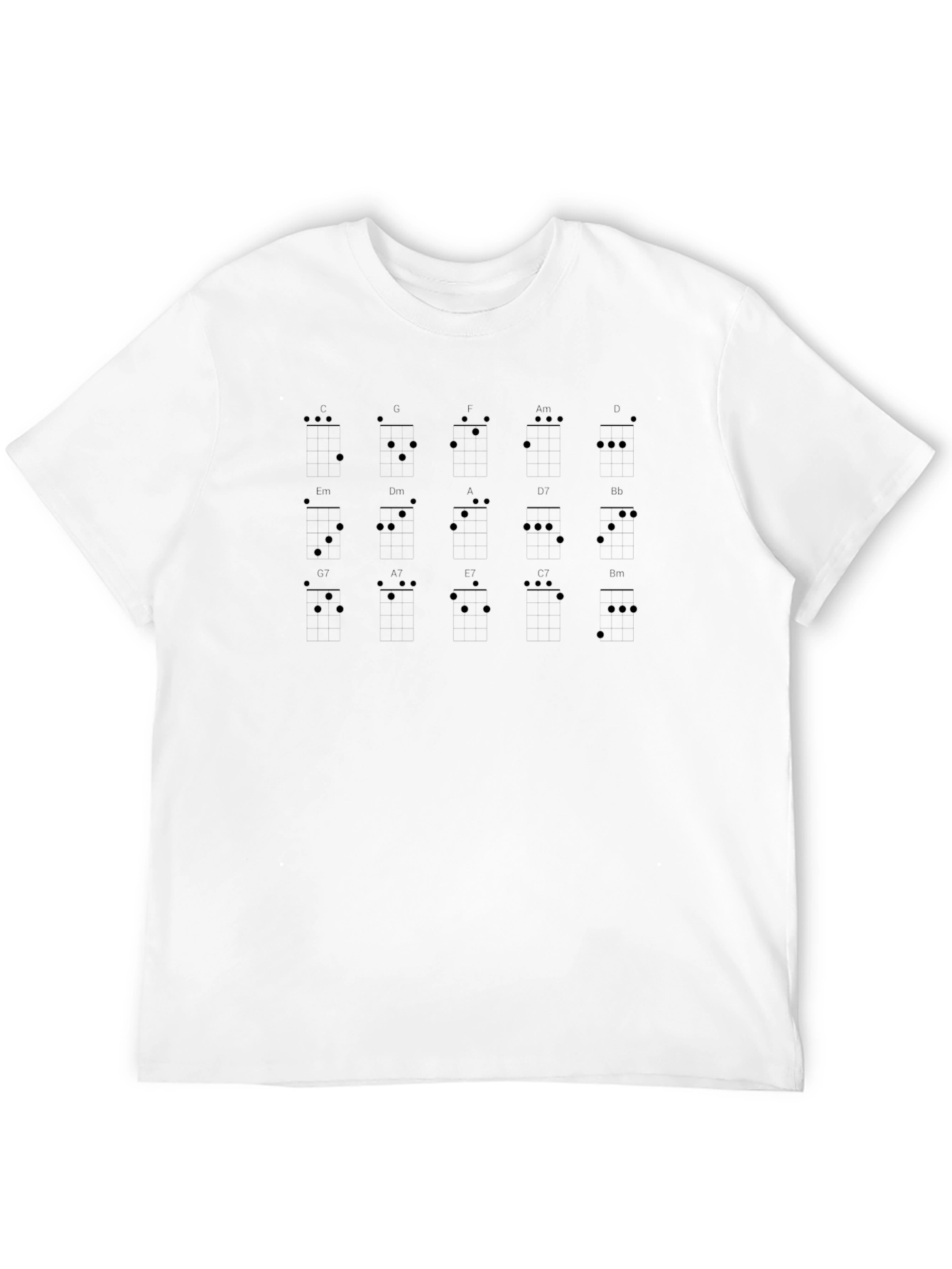 Camiseta Hombre Negra con Acordes de Guitarra