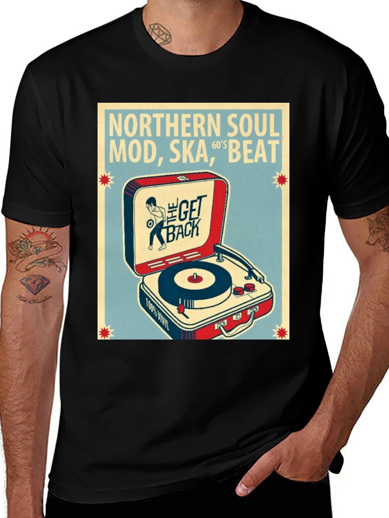 Camiseta Hombre Negra Diseño Música Soul Vintage