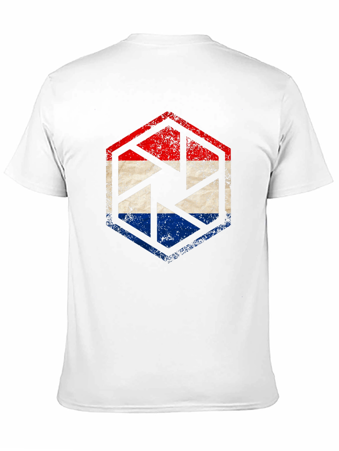 Camiseta Hombre Hexágono Vintage Tricolor