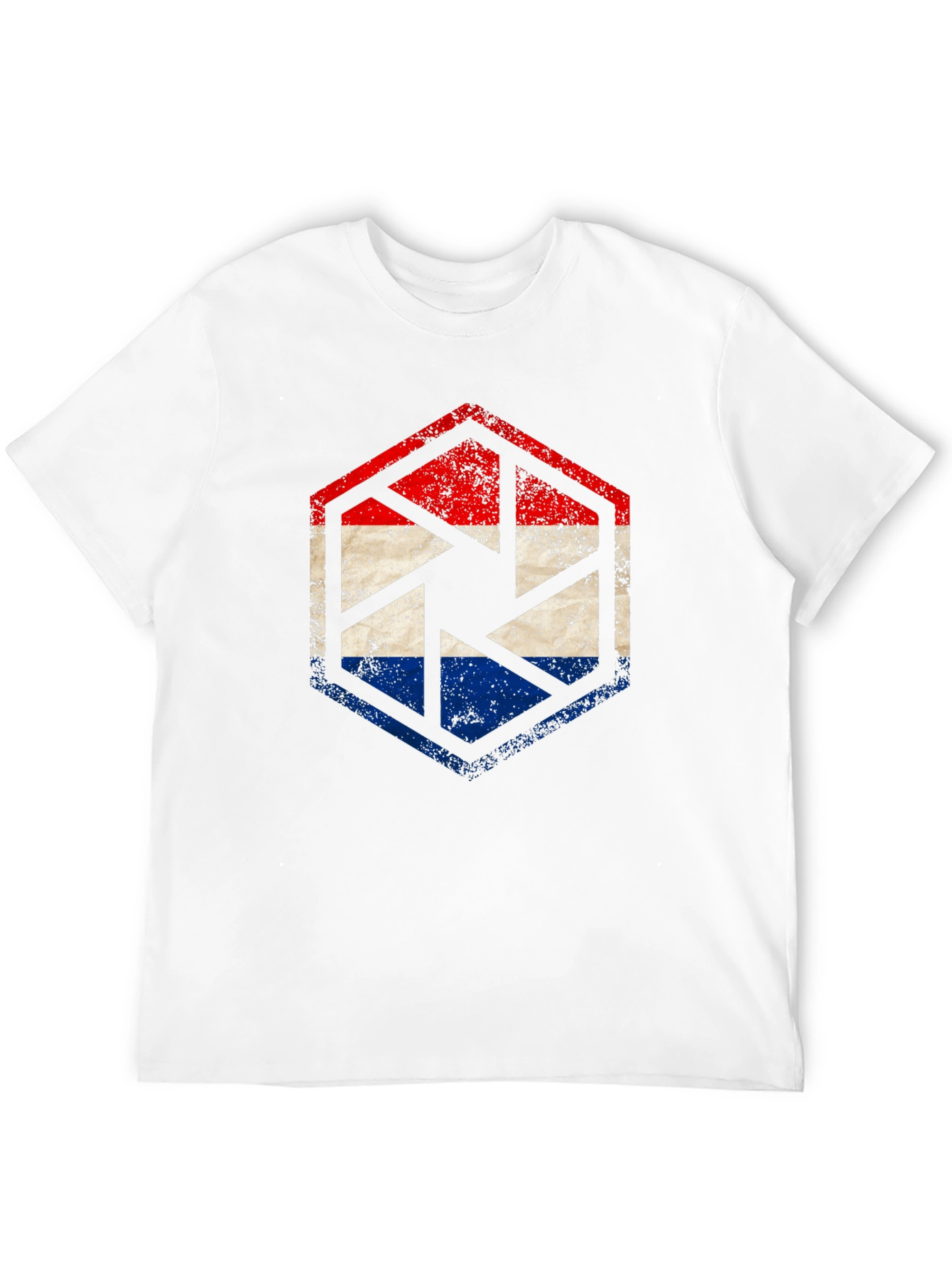 Camiseta Hombre Hexágono Vintage Tricolor