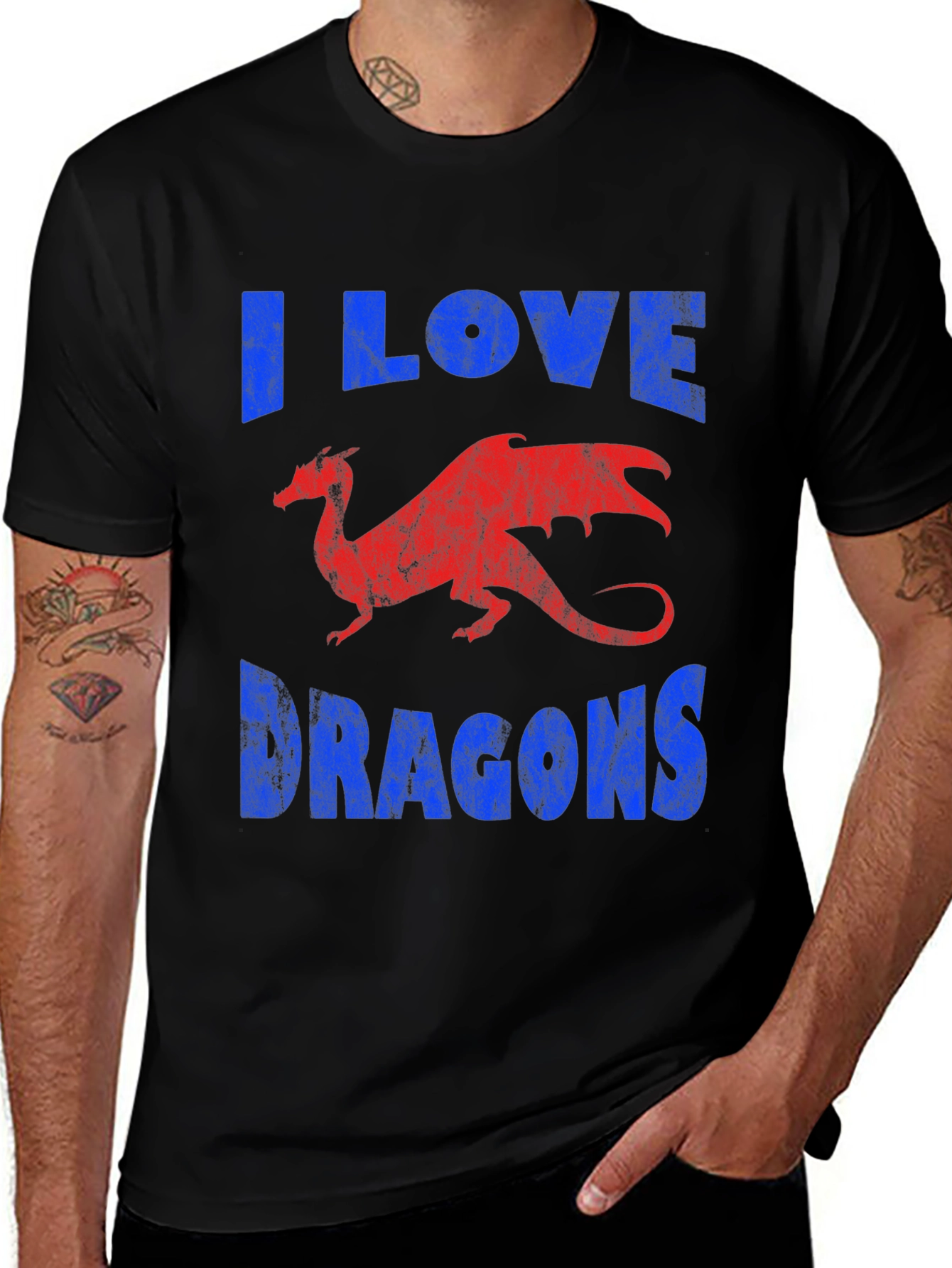 Camiseta Dragones - I Love Dragons - Estilo Casual