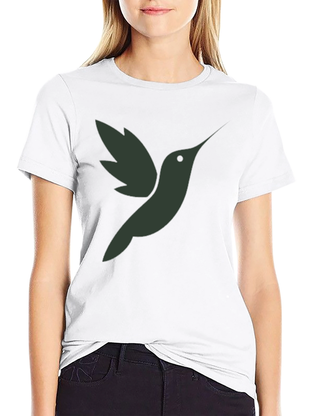 Camiseta Hombre Negra con Diseño de Colibrí