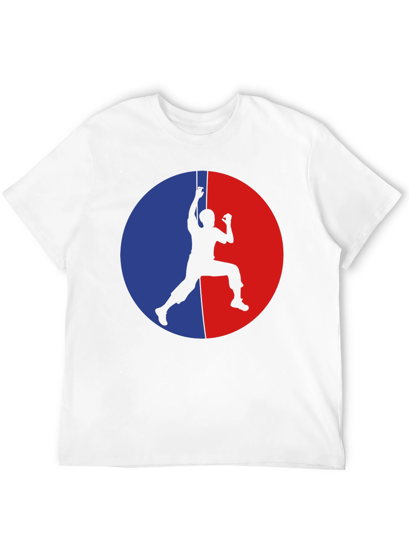 Camiseta Hombre Escalada - Diseño Circular Rojo y Azul